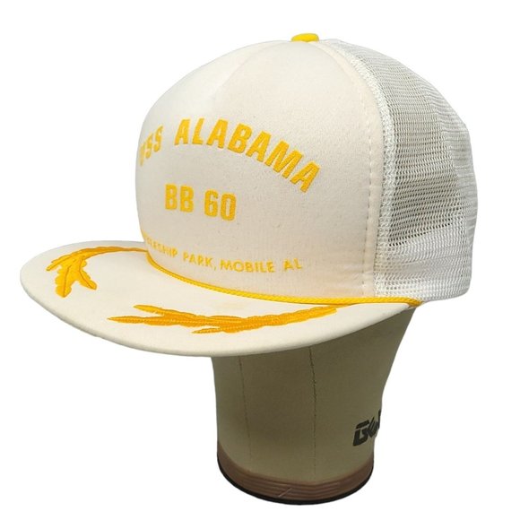 USS Alabama BB 60 Mesh Snapback Cap White Gold Leaves Foam Hat Scrambled Eggs - Picture 2 of 15